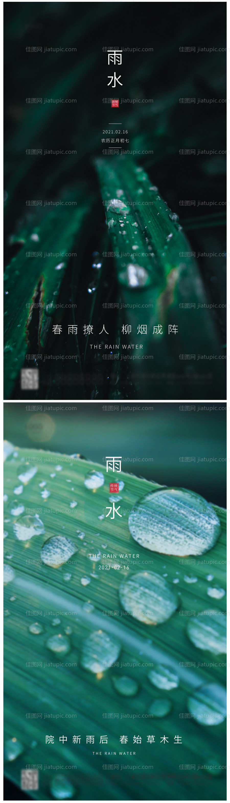 24节气雨水简约海报-源文件