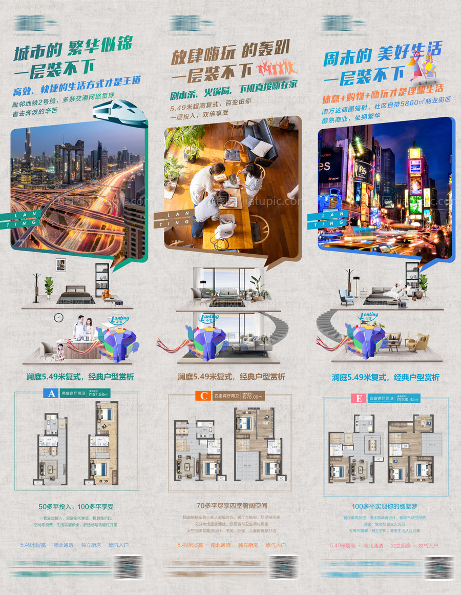 LOFT公寓综合配套价值点系列海报-源文件