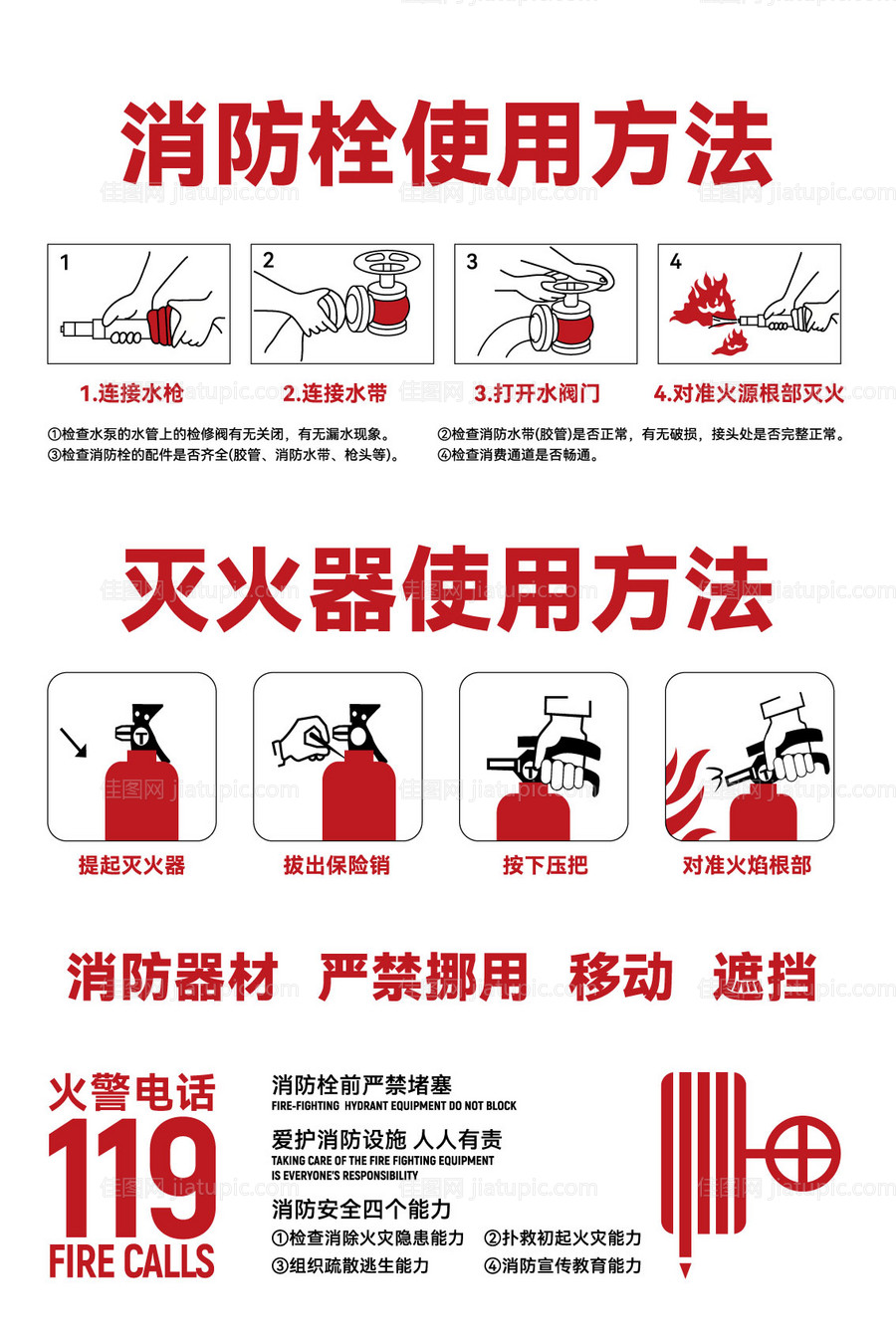 消防灭火器使用方法海报-源文件
