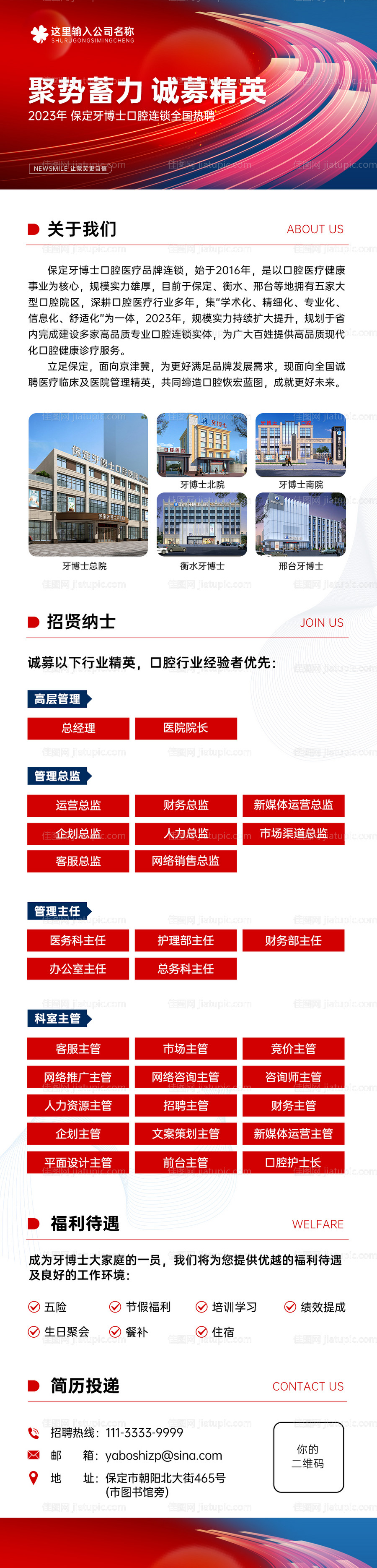 口腔医美招聘长图海报-源文件